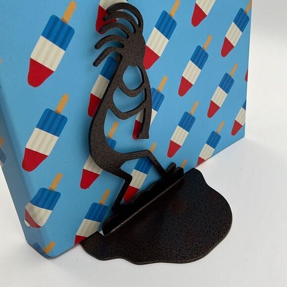 Kokopelli Native American Book Ends Lazart Collectors Series Black Metal 2 Piece - Picture 3 of 9